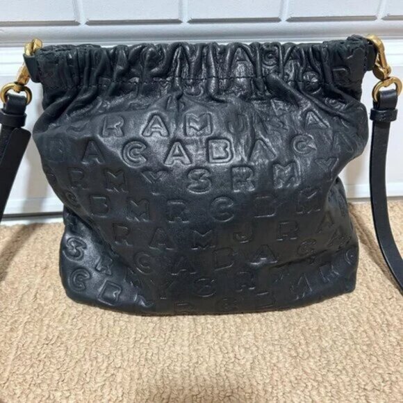 Marc by Marc Jacobs Leather Dreamy Letter Embossed Crossbody Bag Black - Picture 4 of 15